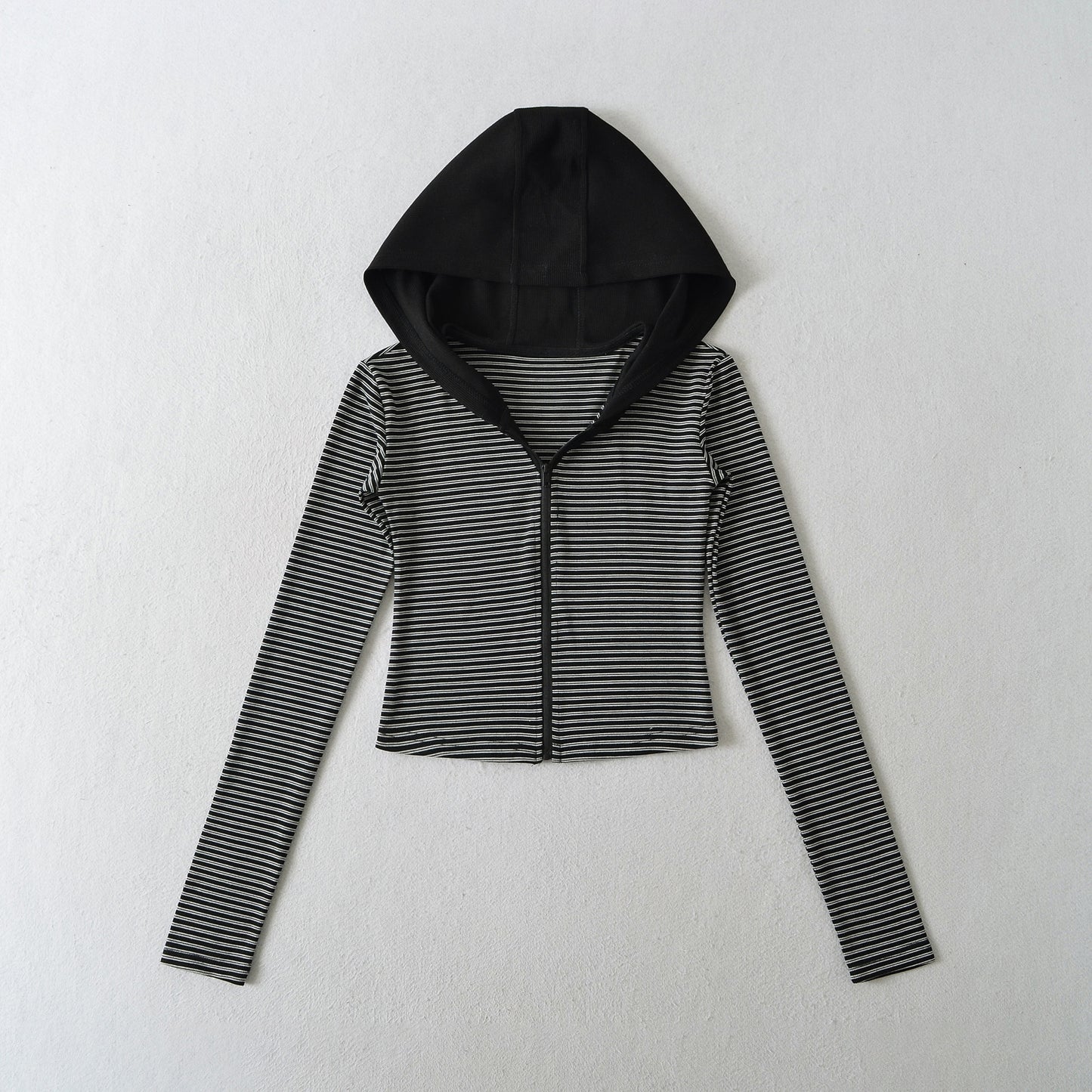 Striped hooded sweatshirt long sleeved top