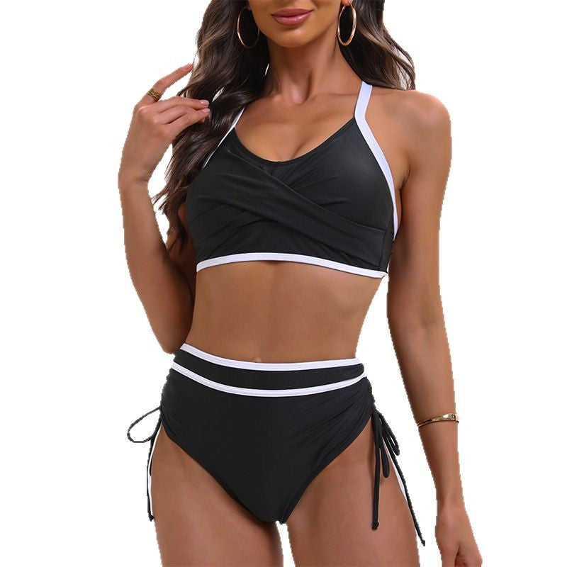 Adjustable String High Waist Sexy Two-Piece Bikini Swimsuit for Women