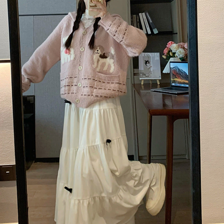 Sweet Cute Hooded Cardigan Sweater Coat Loose And Idle Short