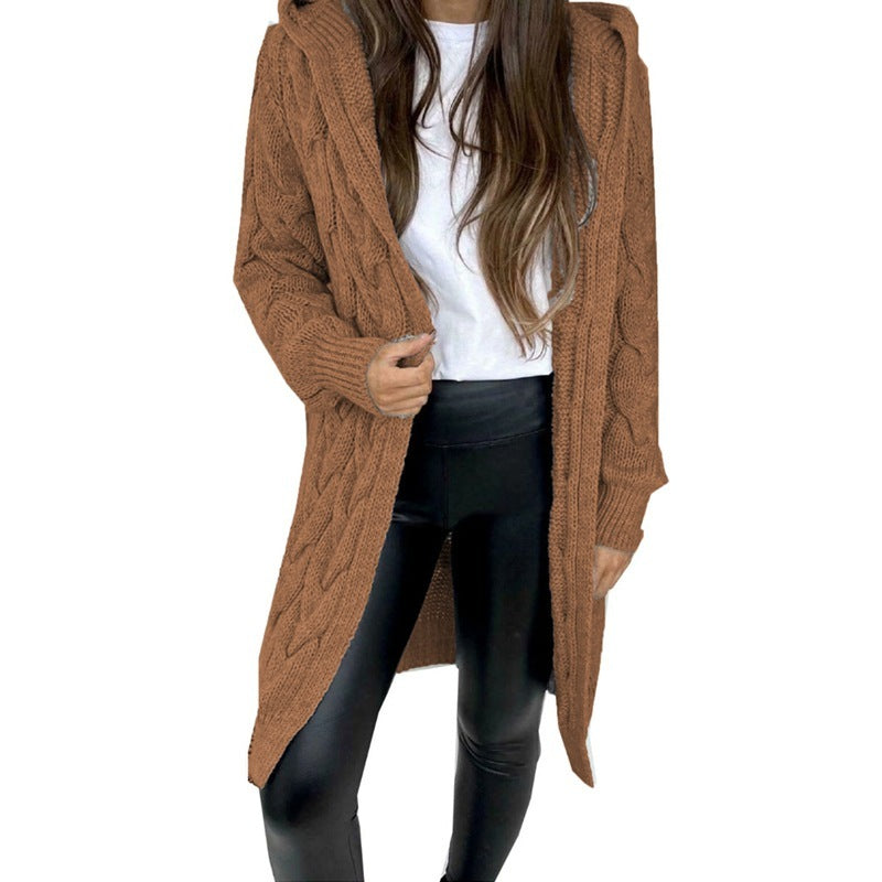 Hooded Knit Cardigan Coat Overcoat Women