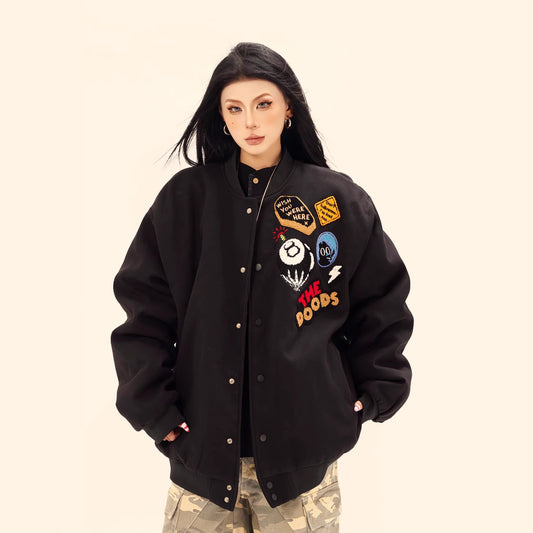 Letter embroidery thick jacket jacket