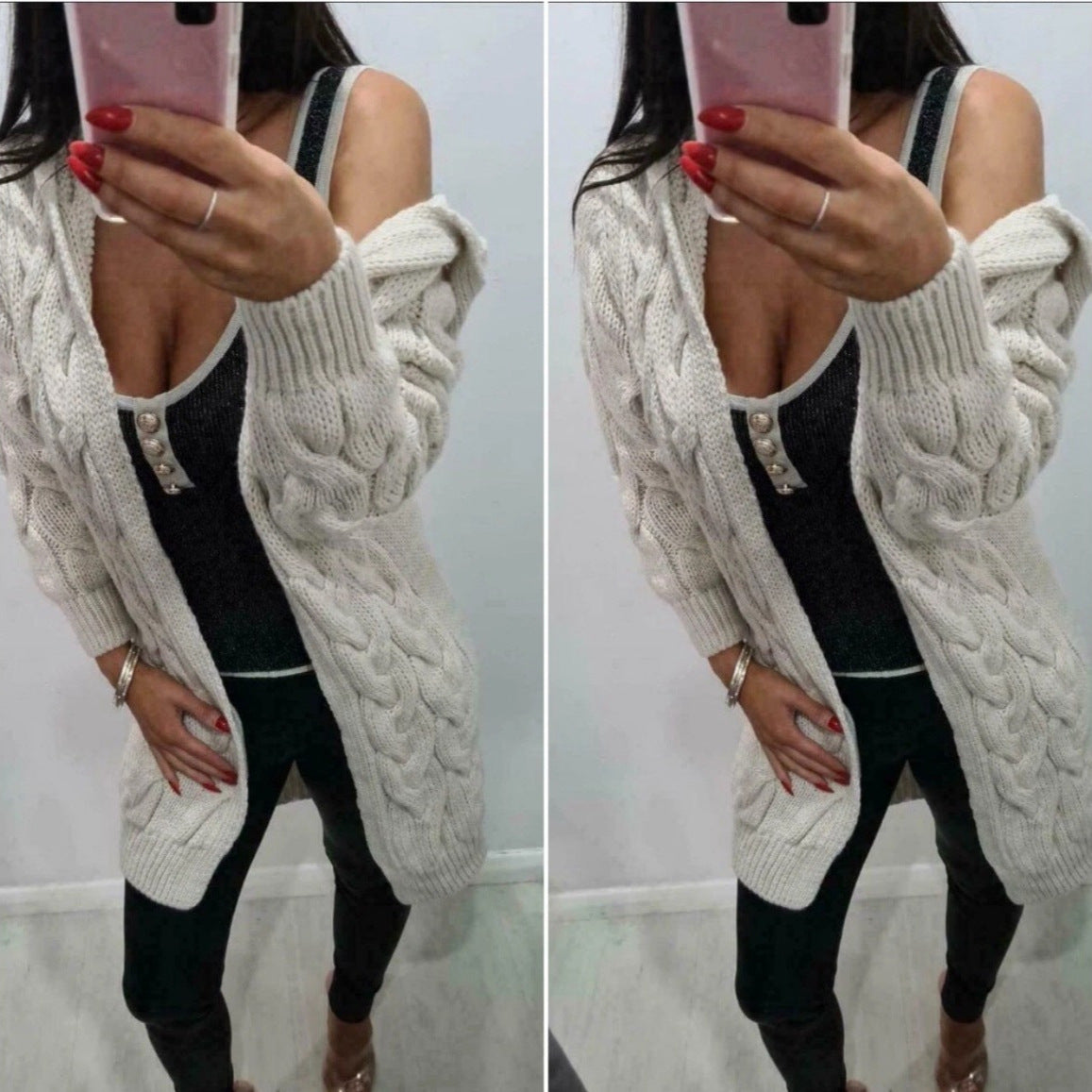 Hooded Knit Cardigan Coat Overcoat Women