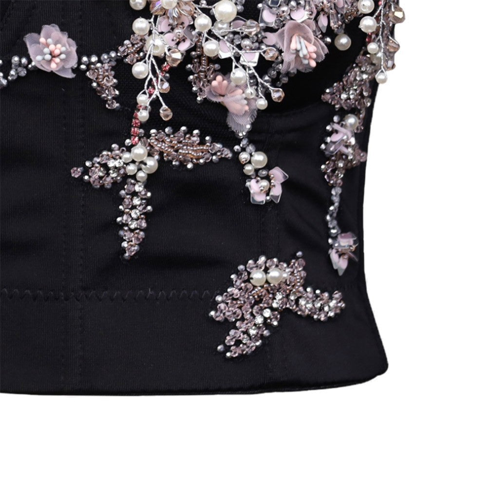 Embroidered Boned Bralette Sexy Performance Tube Top Camisole Innerwear