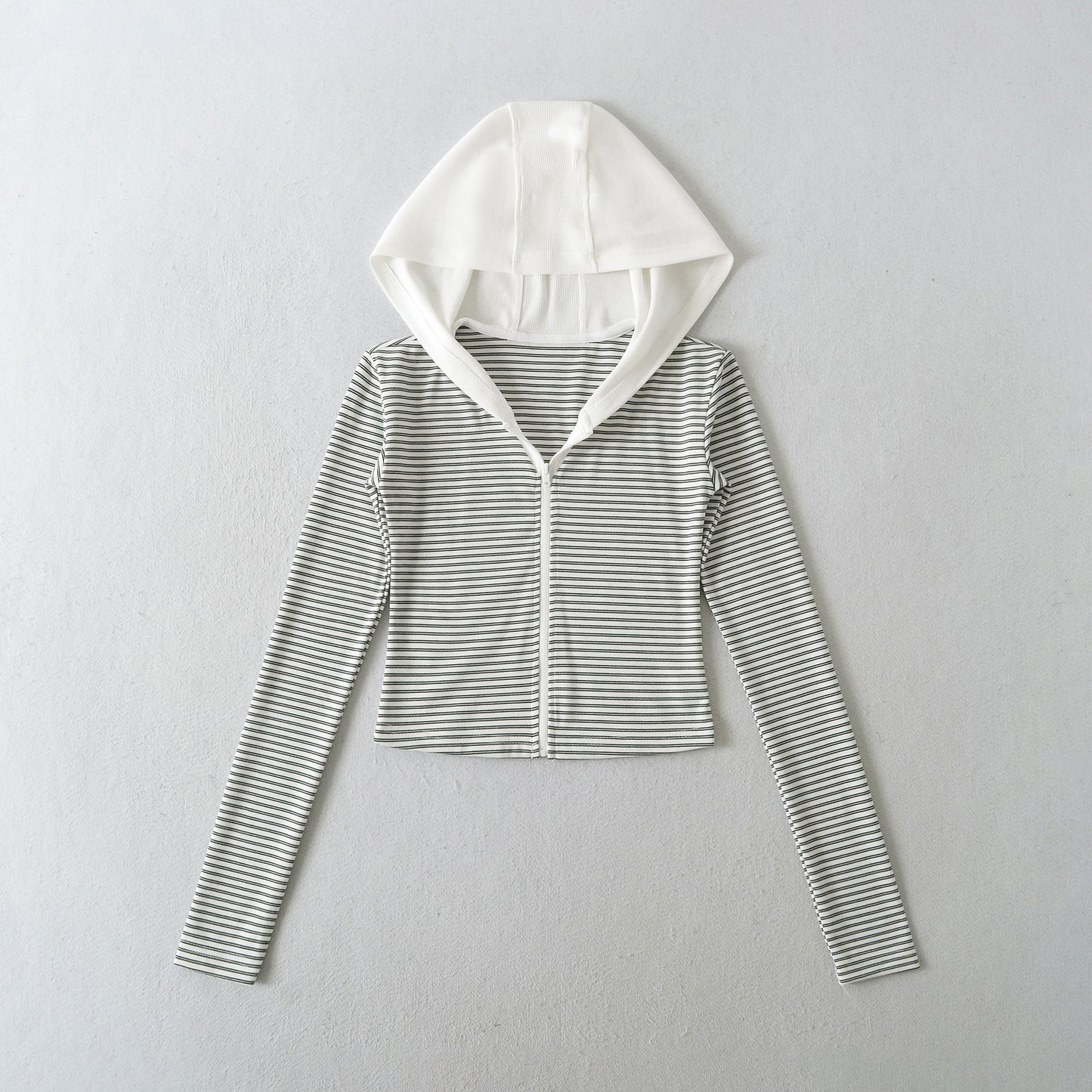 Striped hooded sweatshirt long sleeved top