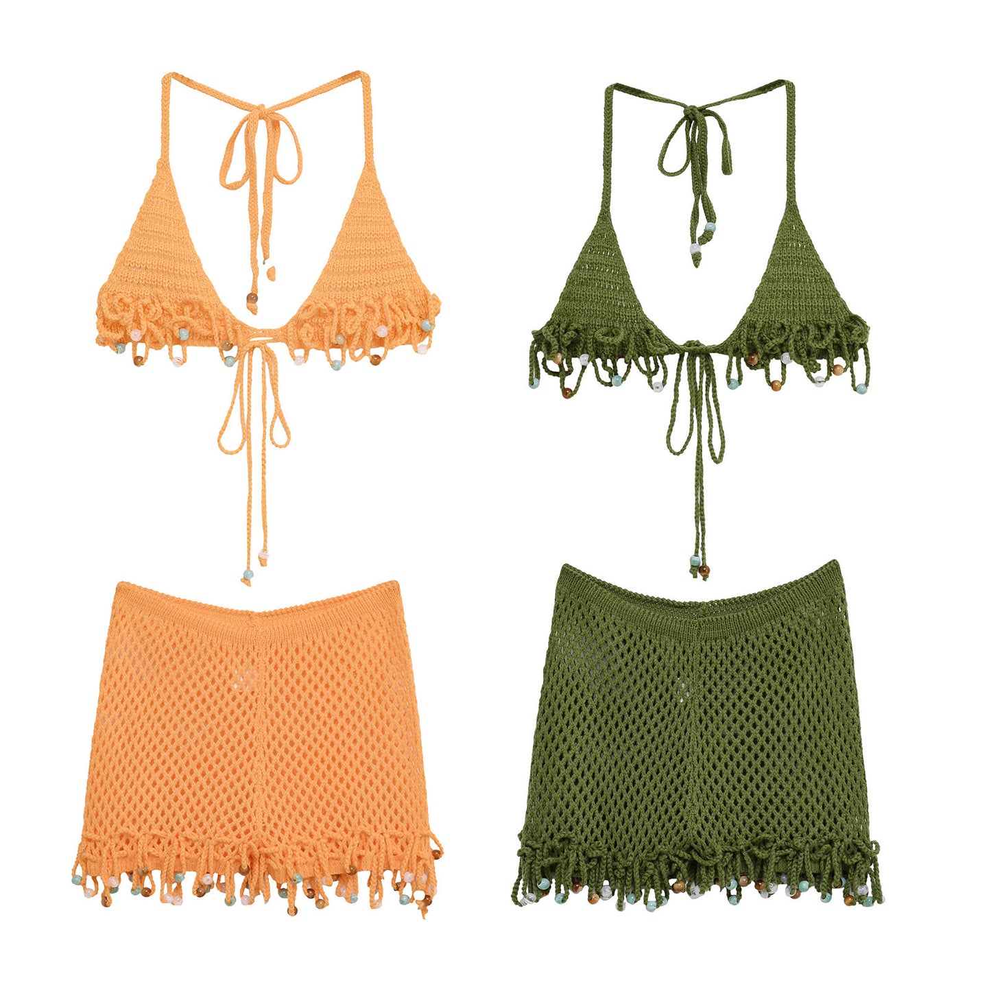 Women's Clothing Summer Vacation Style Set Hand-knitted Sexy Korean Slim Swimsuit