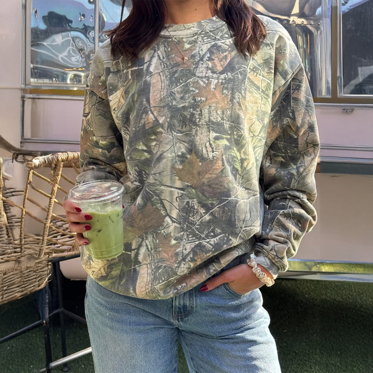 Casual Print Long Sleeve Sweater Women's Hoodie