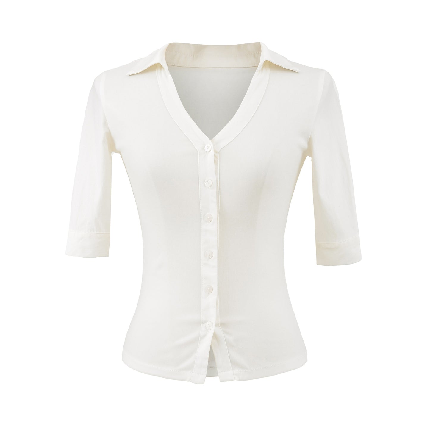Waist up POLO collar single breasted top