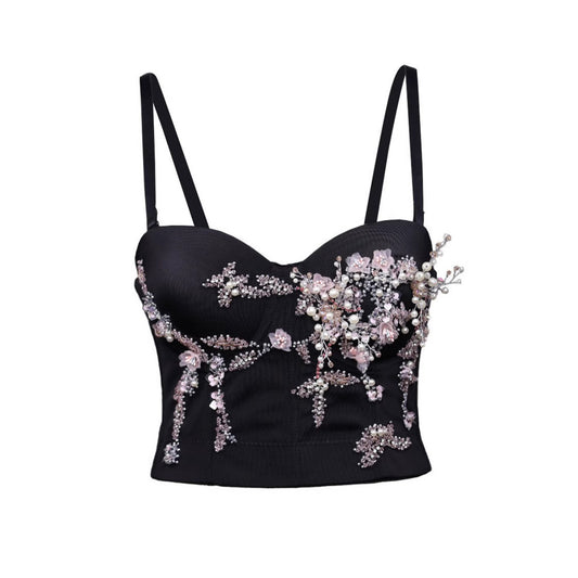Embroidered Boned Bralette Sexy Performance Tube Top Camisole Innerwear