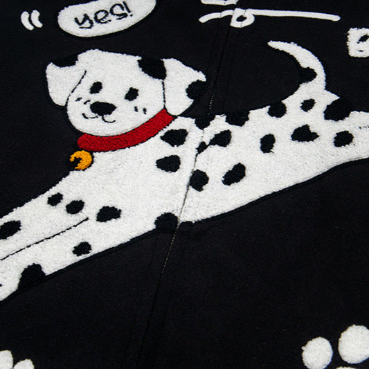 Spotted dog paw embroidered plush jacket jacket