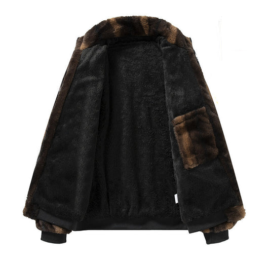 Stand collar fleece casual jacket cardigan jacket
