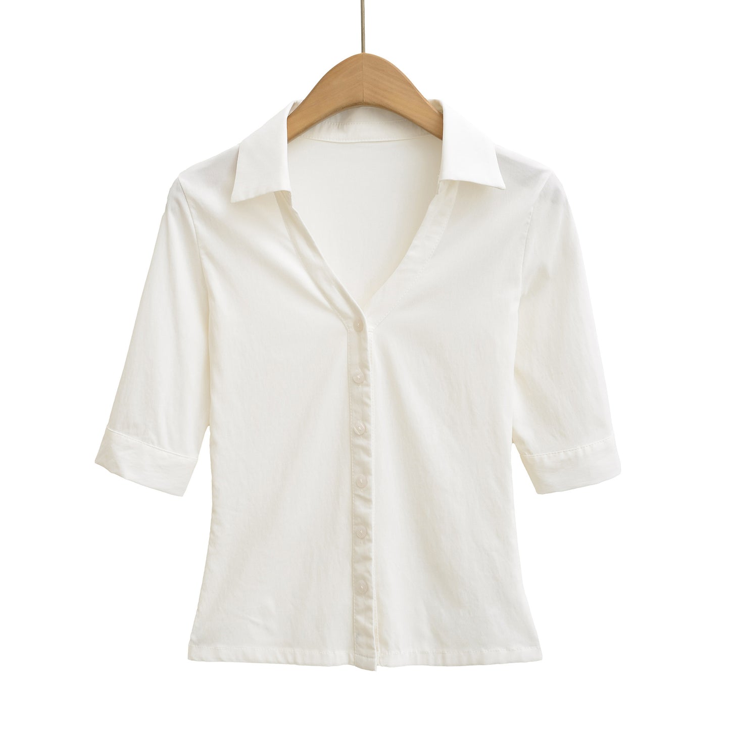 Waist up POLO collar single breasted top