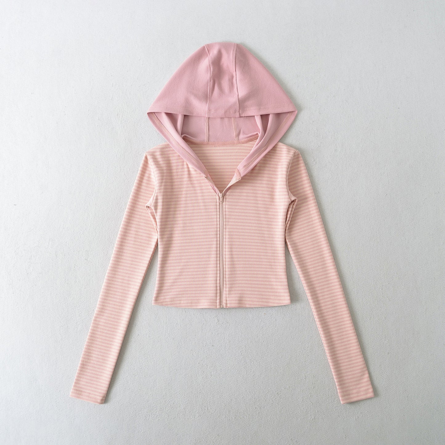 Striped hooded sweatshirt long sleeved top