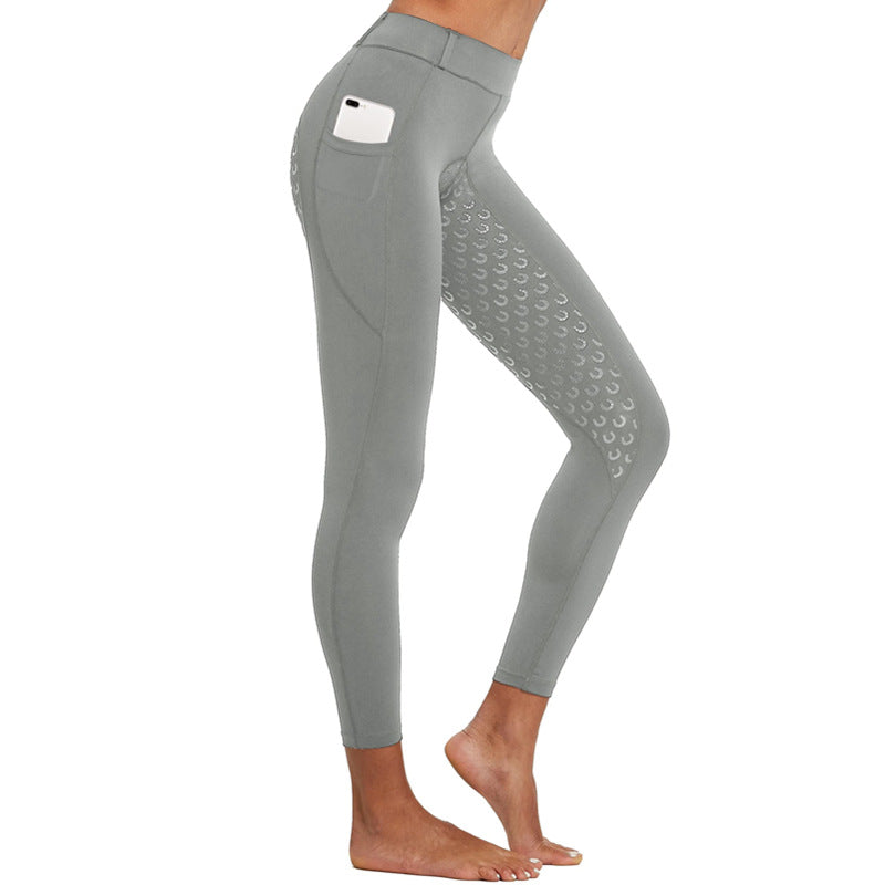 Women's Anti-Slip Elastic High-Waist Drop Glue Riding Pants