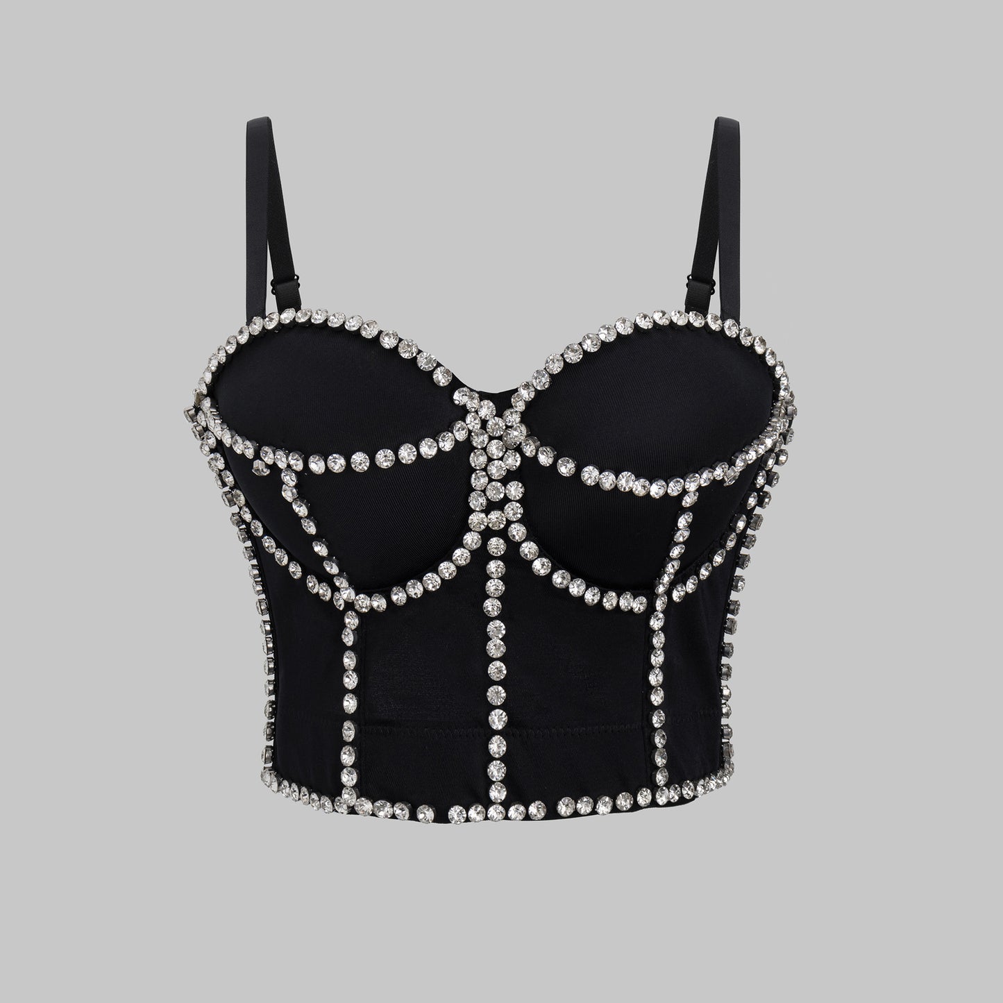Rhinestone Embellishment and Fishbone Strapless Backless One-Piece Outerwear