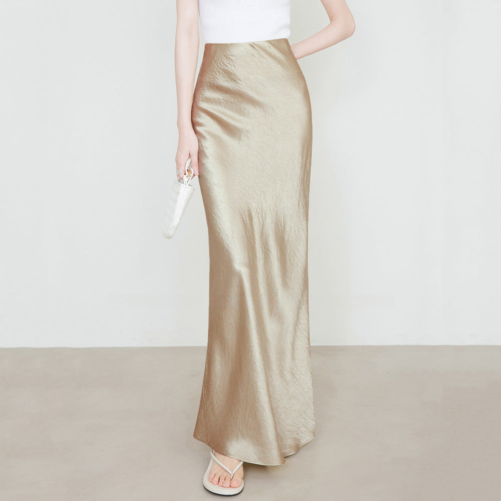 Skirt High Waist Elastic Long Skirt