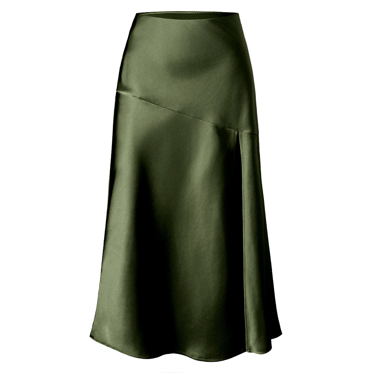High waisted elastic slit long skirt with sexy splicing and hip hugging skirt for women