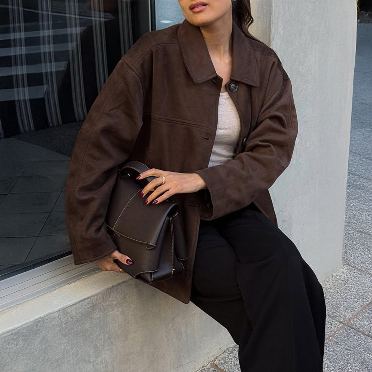 Temperament Button Long Sleeve Vest Jacket Women's Outerwear