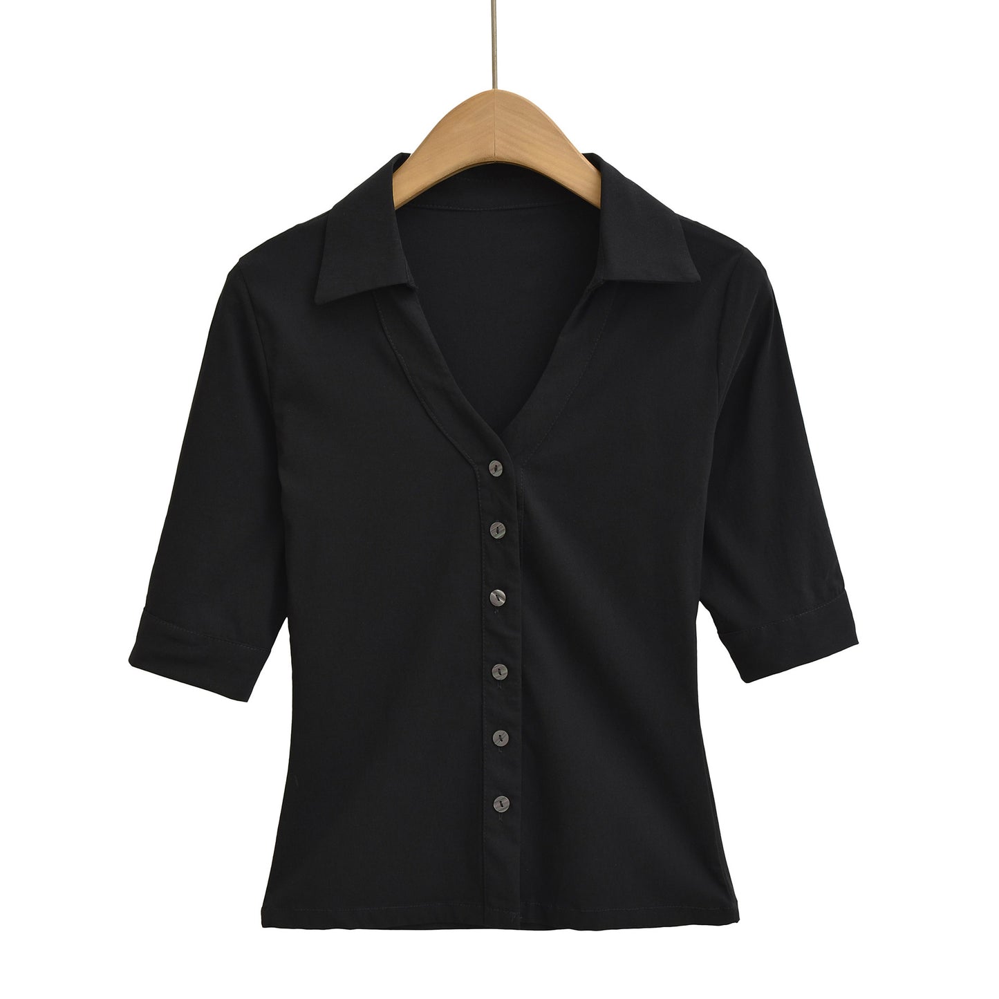 Waist up POLO collar single breasted top
