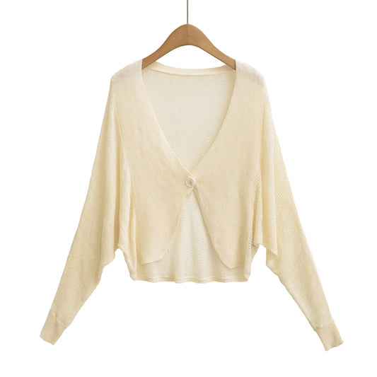 Single button cover sweater knitted sweater