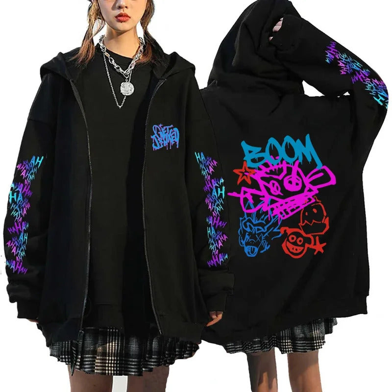 New Arrival Foreign Trade Spring League of Legends Pattern Printed Hooded Sweatshirt Unisex Long Sleeve Casual Jacket Zipper Top