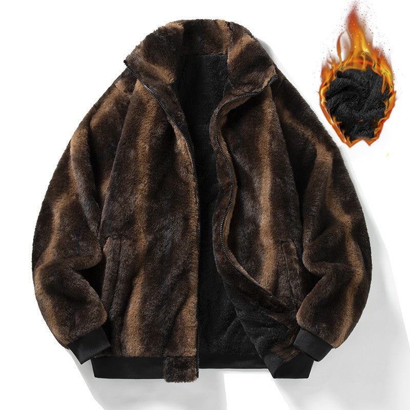 Stand collar fleece casual jacket cardigan jacket