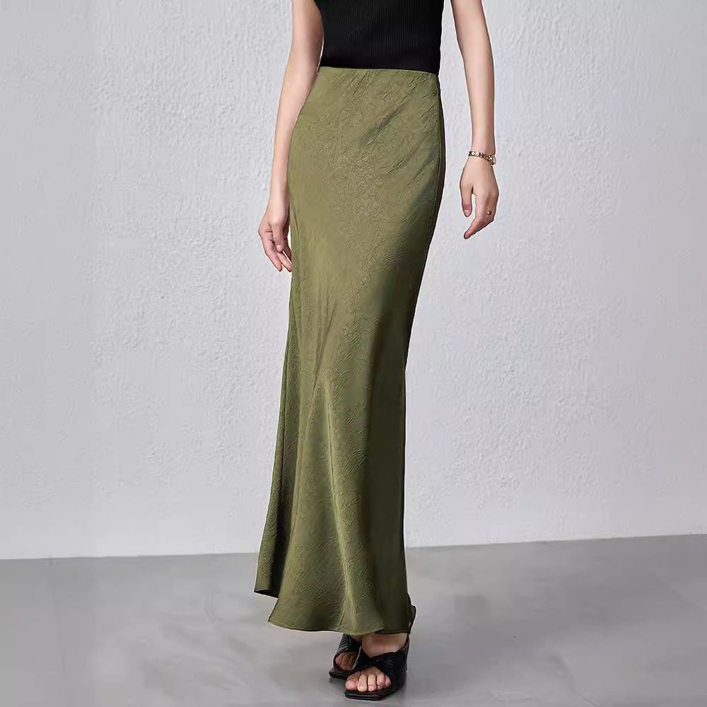 Skirt High Waist Elastic Long Skirt