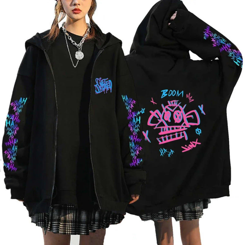 New Arrival Foreign Trade Spring League of Legends Pattern Printed Hooded Sweatshirt Unisex Long Sleeve Casual Jacket Zipper Top