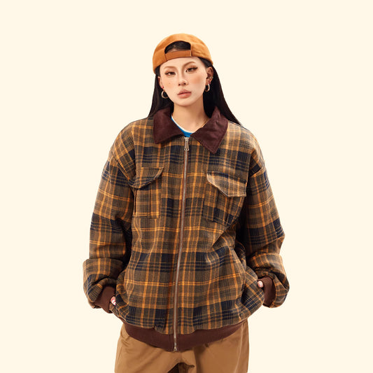 Grid thickened cotton jacket baseball uniform