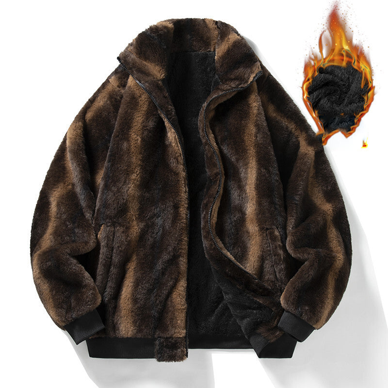 Stand collar fleece casual jacket cardigan jacket