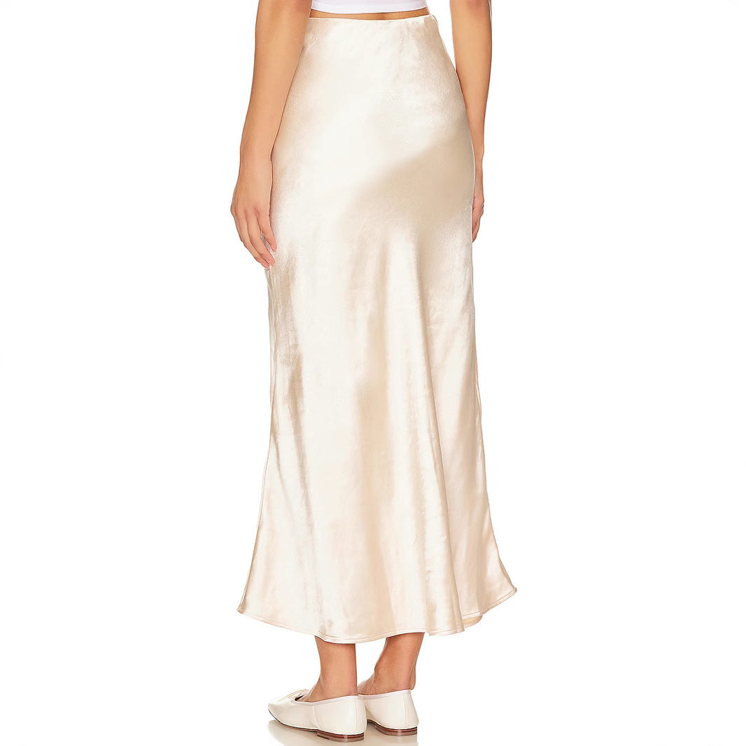 High waisted elastic slit long skirt with sexy splicing and hip hugging skirt for women
